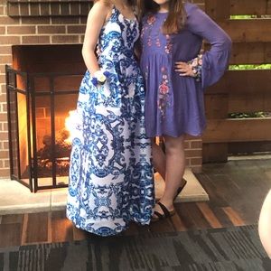 By By long royal blue and white formal dress